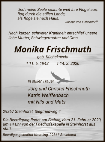 Traueranzeige von Monika Frischmuth von Uelzen