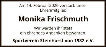 Traueranzeige von Monika Frischmuth von Uelzen