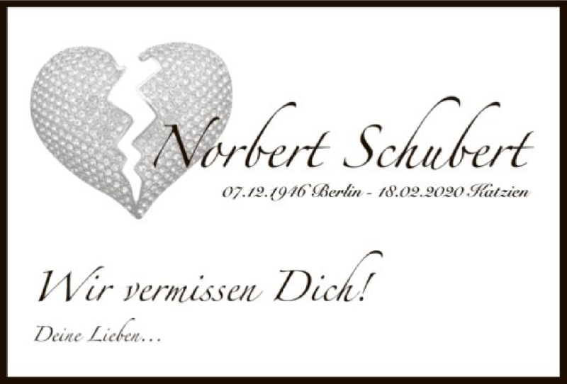  Traueranzeige für Norbert Schubert vom 22.02.2020 aus Uelzen