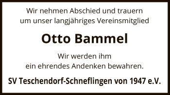 Traueranzeige von Otto Bammel von Uelzen