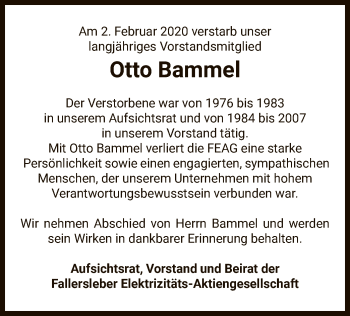 Traueranzeige von Otto Bammel von Uelzen