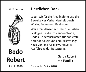 Traueranzeige von Bodo Robert von Uelzen