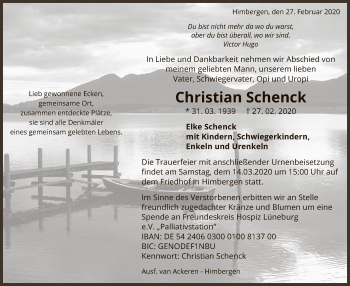 Traueranzeige von Christian Schenck von Uelzen