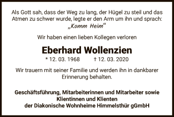 Traueranzeige von Eberhard Wollenzien von Uelzen