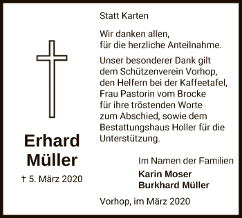 Traueranzeige von Erhard Müller von Uelzen