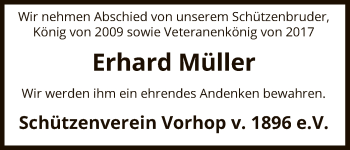 Traueranzeige von Erhard Müller von Uelzen