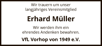 Traueranzeige von Erhard Müller von Uelzen