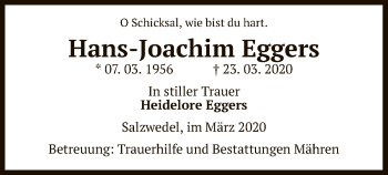 Traueranzeige von Hans-Joachim Eggers von Uelzen