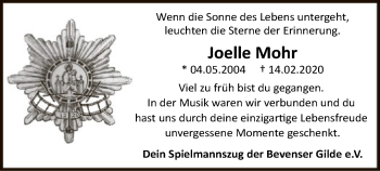 Traueranzeige von Joelle Mohr von Uelzen