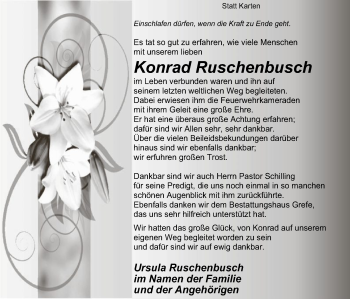 Traueranzeige von Konrad Ruschenbusch von Uelzen