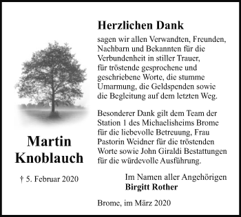 Traueranzeige von Martin Knoblauch von Uelzen