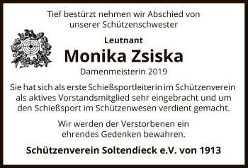 Traueranzeige von Monika Zsiska von Uelzen