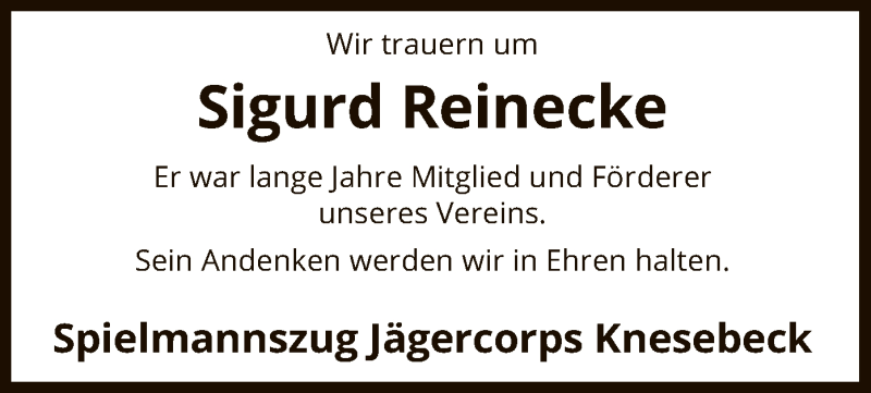  Traueranzeige für Sigurd Reinecke vom 18.03.2020 aus Uelzen