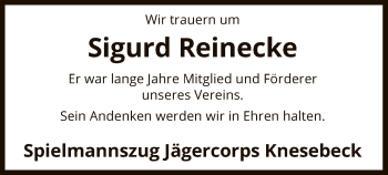 Traueranzeige von Sigurd Reinecke von Uelzen