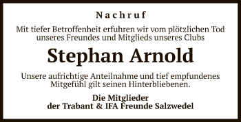 Traueranzeige von Stephan Arnold von Uelzen