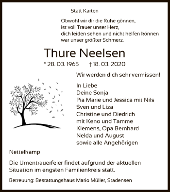 Traueranzeige von Thure Neelsen von Uelzen