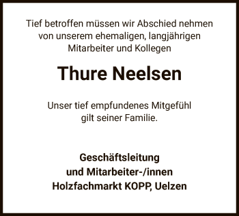 Traueranzeige von Thure Neelsen von Uelzen