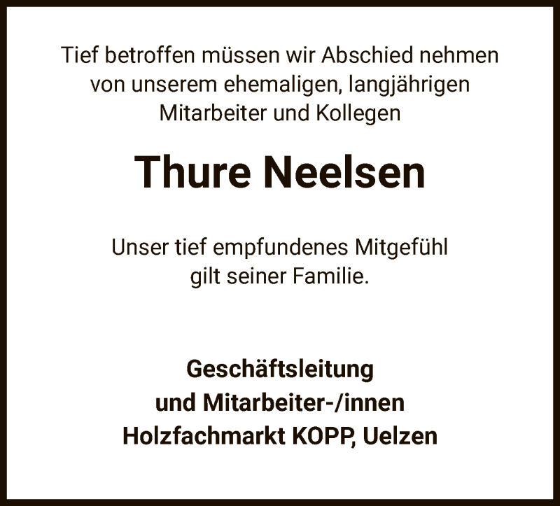  Traueranzeige für Thure Neelsen vom 21.03.2020 aus Uelzen