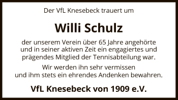Traueranzeige von Willi Schulz von Uelzen
