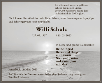 Traueranzeige von Willi Schulz von Uelzen