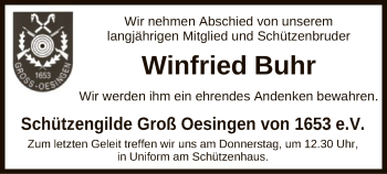 Traueranzeige von Winfried Buhr von Uelzen