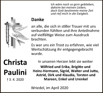 Traueranzeige von Christa Paulini von UEL