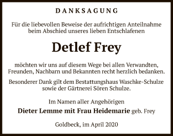 Traueranzeige von Detlef Frey von UEL