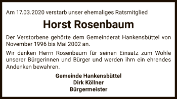 Traueranzeige von Horst Rosenbaum von Uelzen