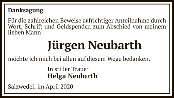Traueranzeige von Jürgen Neubarth von UEL