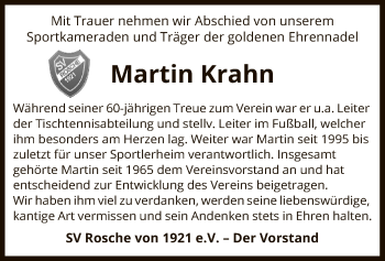 Traueranzeige von Martin Krahn von UEL