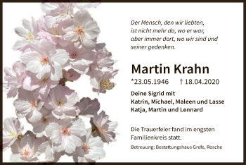Traueranzeige von Martin Krahn von UEL