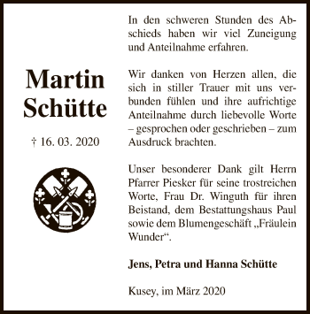 Traueranzeige von Martin Schütte von Uelzen