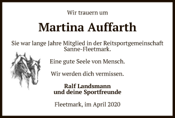 Traueranzeige von Martina auffarth von UEL