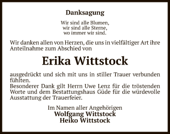 Traueranzeige von Erika Wittstock von UEL