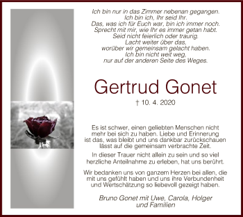 Traueranzeige von Gertrud Gonet von UEL