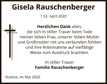 Traueranzeige von Gisela Rauschenberger von UEL