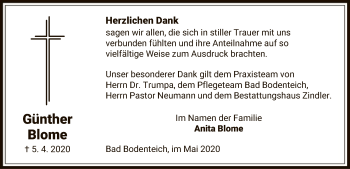 Traueranzeige von Günther Blome von UEL