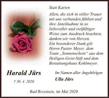 Traueranzeige von Harald Jürs von UEL