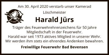 Traueranzeige von Harald Jürs von UEL