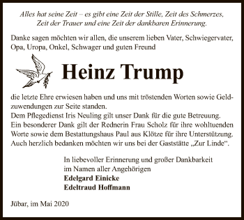 Traueranzeige von Heinz Trump von UEL