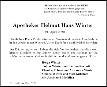 Traueranzeige von Helmut Hans Winter von UEL