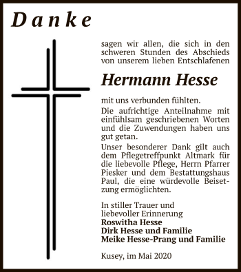 Traueranzeige von Hermann Hesse von UEL