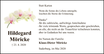 Traueranzeige von Hildegard Möricke von UEL