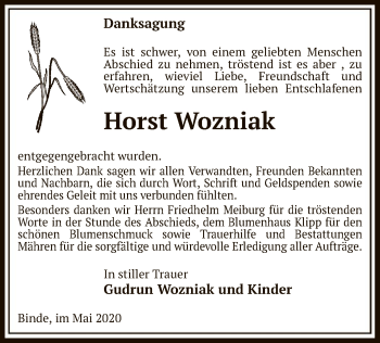 Traueranzeige von Horst Wozniak von UEL