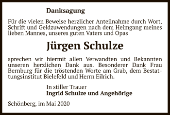 Traueranzeige von Jürgen Schulze von UEL