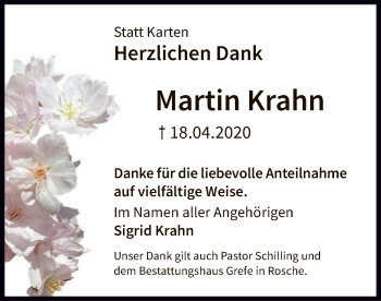 Traueranzeige von Martin Krahn von UEL