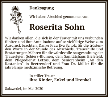 Traueranzeige von Roserita Sohn von UEL