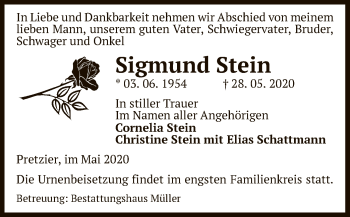 Traueranzeige von Sigmund Stein von UEL