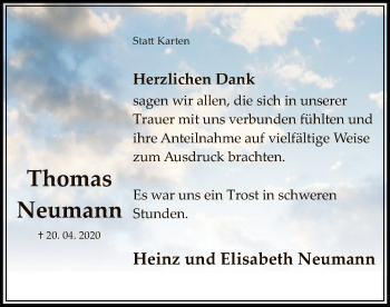 Traueranzeige von Thomas Neumann von UEL