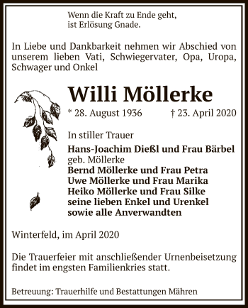 Traueranzeige von Willi Möllerke von UEL